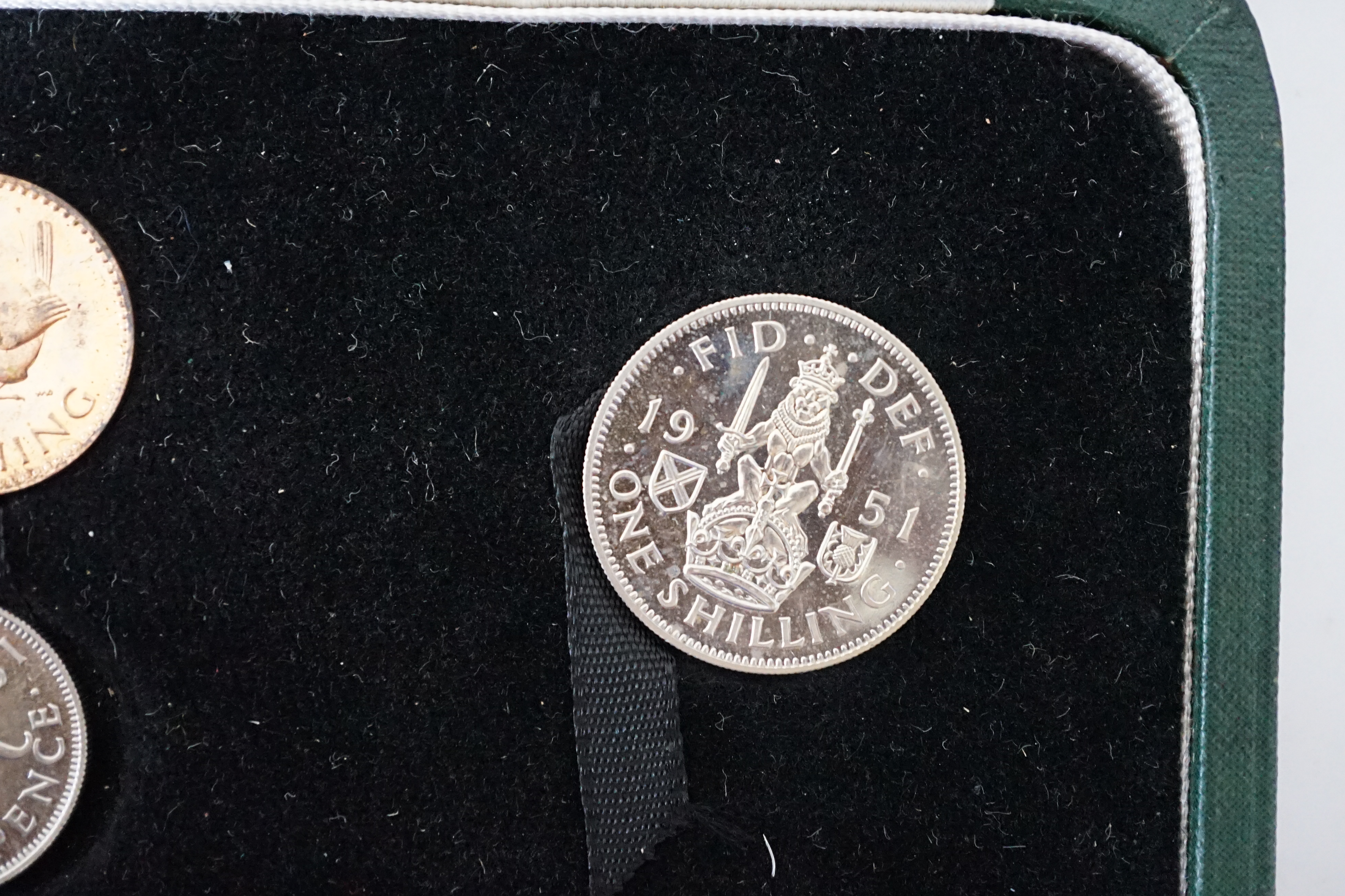 British proof coins, 1951 George VI Festival of Britain proof 10 coin set, crown to farthing, in deluxe case of issue, together with a Festival of Britain program and various promotional photographs